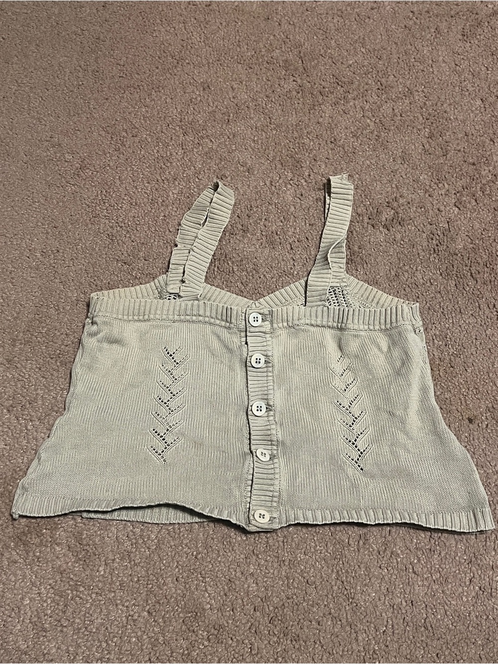 Vintage Claude Barthelemy Paris Cream Knit Button Crop Top Y2K
